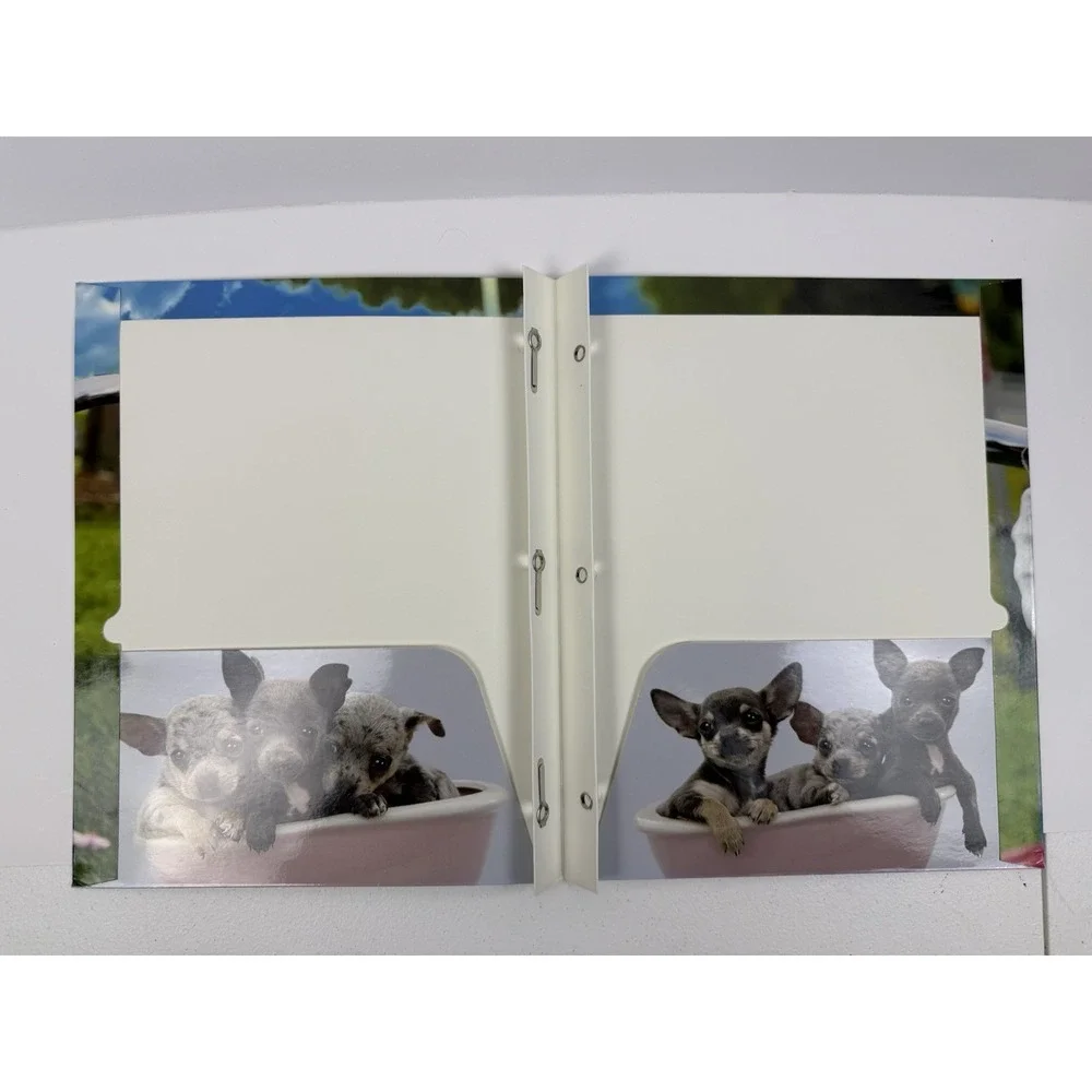 Vintage Keith Kimberlin School File Folders Cute Chihuahuas in basket New